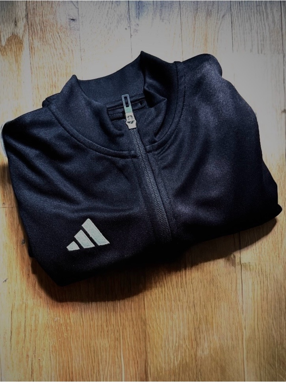 adidas Black Track Jacket with White Stripes, XS - Picture 8 of 8